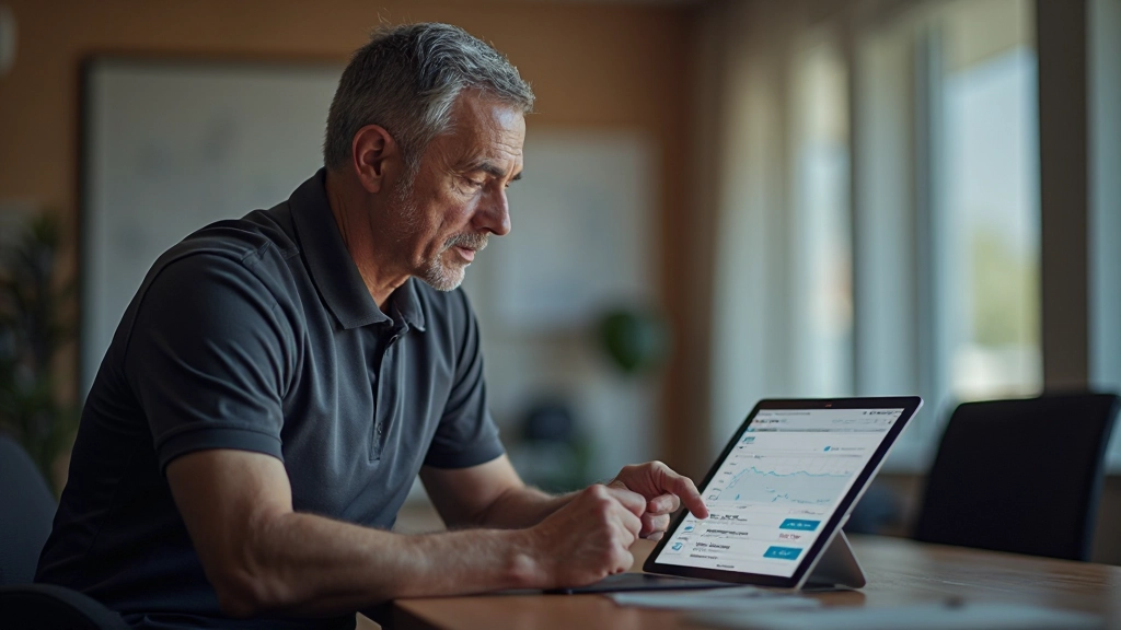 Coach analyzing player performance metrics and development progress